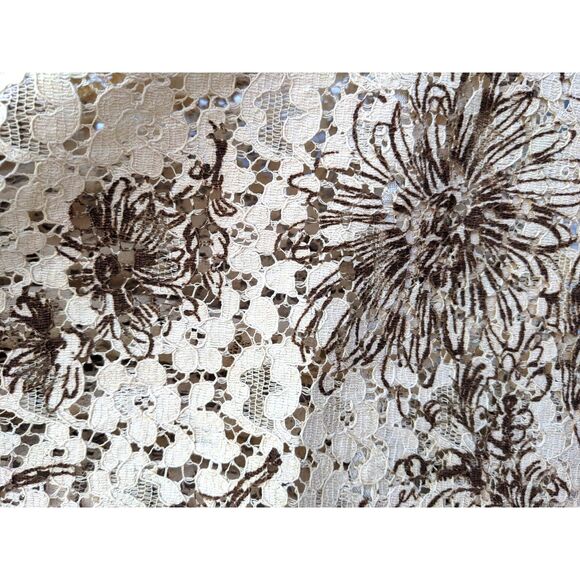 Vintage 50s Rosemont Lace Tea Dress, Cappuccino Lace w/Chrysanthemums, Sz 00/0 - Picture 4 of 15